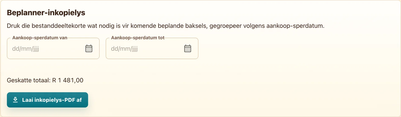 Inkopielys, voorbereidingsnotas en herinneringsdokumente