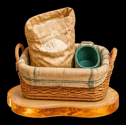 Shortage basket and nearly empty flour bag